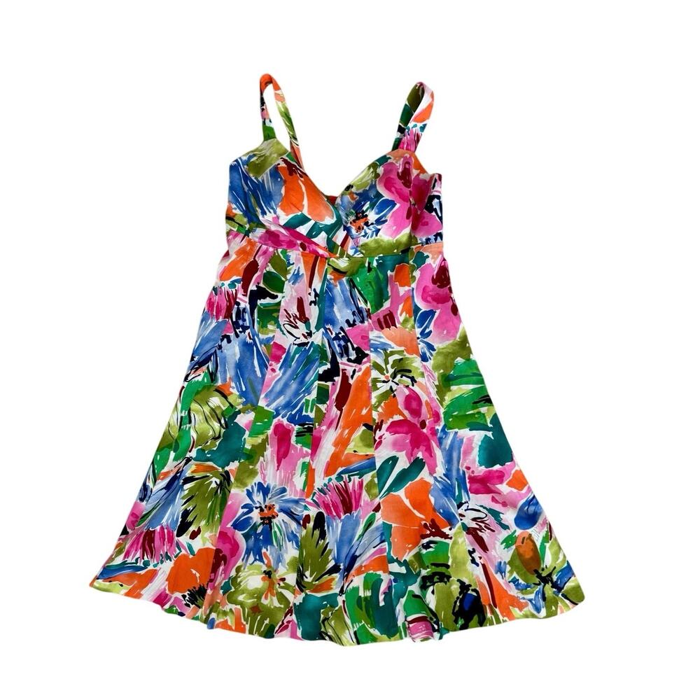 R&K Originals Multicolor Tropical Floral Halter cottage core dress Women’s 10